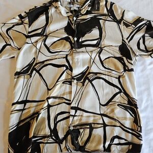 Zara Black and Tan Abstract Shirt